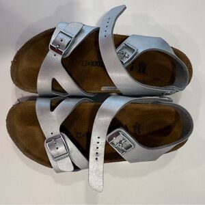 Birkenstock Kids Sandals Metallic Silver and Brown